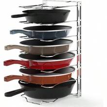 7 Adjustable Compartments Pan and Pot Lid Organizer Rack Holder Chrome - cromo - Ver 4