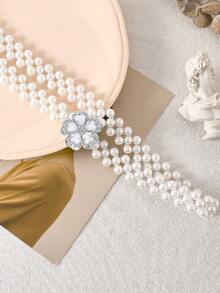 1 Stück Elastischer Perlen-Strass-Kristall Taillengürtel für Damen, modischer und vielseitiger Gürtel für Herzausschnitt-Kleider, elastisches Band für Hochzeiten, Braut-Glitzer, Brautjungfern-Outfits, Mädchen-Accessoires Sommer, Schule Herbst, Herbst, Halloween