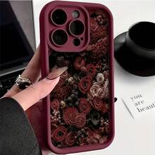 Funda de silicona suave con diseño de rosa roja, adecuada para 15 Pro, compatible con 11/11 Pro/11 Pro/12/12 Pro/12 Pro/13/13 Pro/13 Pro/14/14 Pro/14 Pro/15/15 Pro/15 Pro/16/16 Pro/16 Pro, funda protectora. Funda de Silicona Suave: Ajuste Ceñido, Protección Total. - 1 pieza - Ver 4