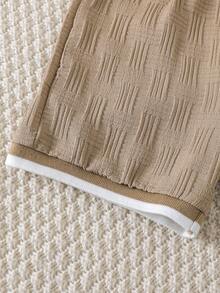 男童两件套：罗纹领半开襟POLO衫和松紧腰休闲短裤，春夏款 - 白色 - 查看 8