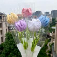 1pc Creative Wedding Handheld Small Bouquet Handmade Knitted Bouquet Woolen Crochet Flowers Gifts Artificial Flowers Home Decorations - Multicolor - View 11