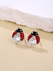 S925 Sterling Silver Ladybug Earrings/Suitable For Women's Daily Commuting/Gift For Family And Friends' Birthdays And Anniversaries - Multicolor - View 3