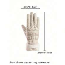 1 pieza Guantes con pantalla táctil lindos para mujer, adecuados para ciclismo, equitación de invierno y esquí - Blanco - Ver 3