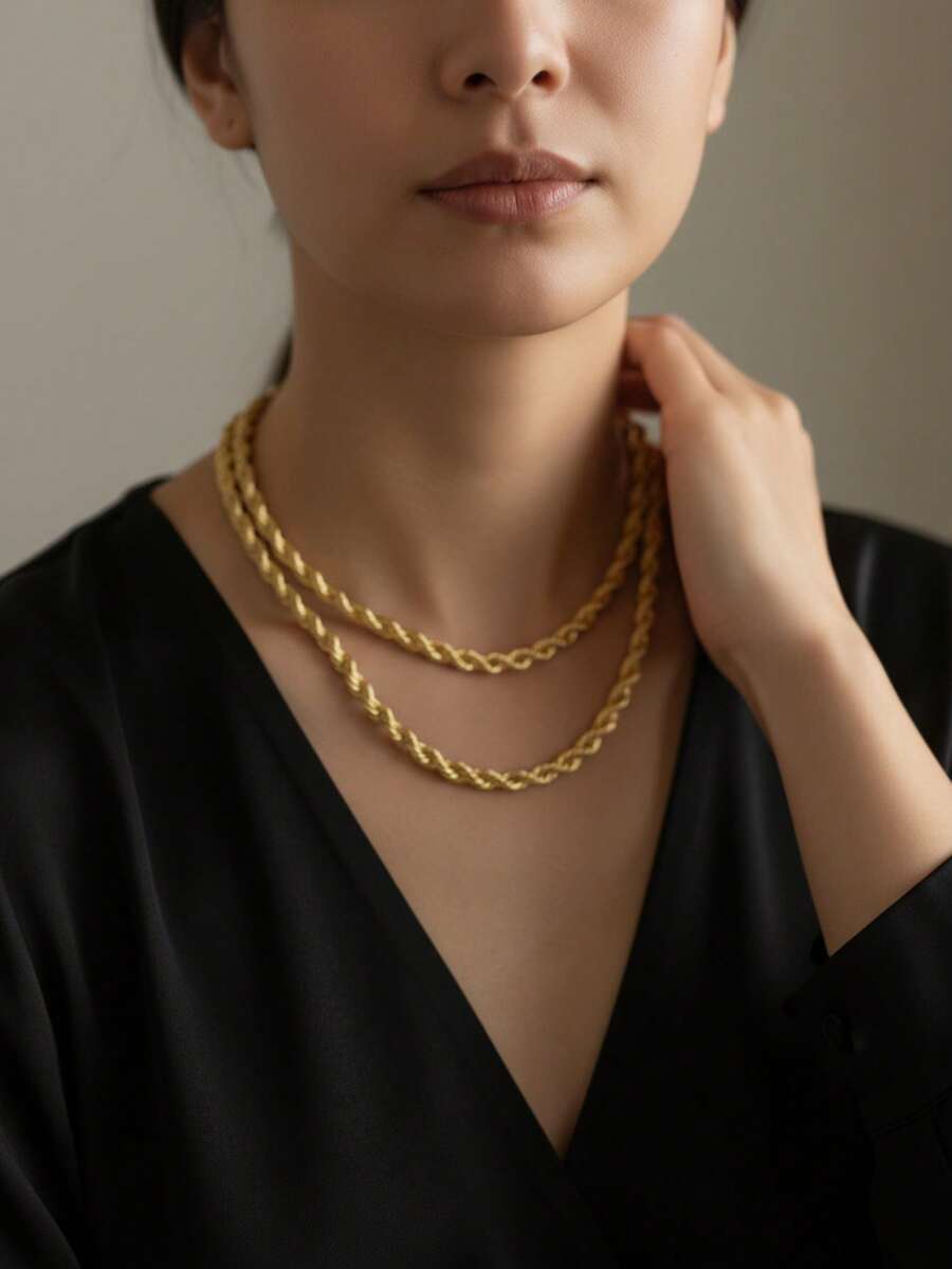 Una pieza collar dorada para mujer minimalista para cualquier ocasión - Dorado - Ver 1