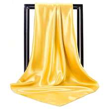 Lastclream Chiffon Square Neck Scarves For Women Handkerchief Retro Satin Ribbon Scarf For Hair Wrapping 23.6inch 26inch,23.6inchRibbon-Golden - 23.6吋絲帶-金色 - 查看 4