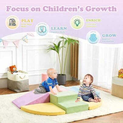 Toys For Toddlers, Toddler Climbing Toys Indoor, 7-Piece Soft Foam Climbing Blocks Set, Toddler Playtime Corner C...