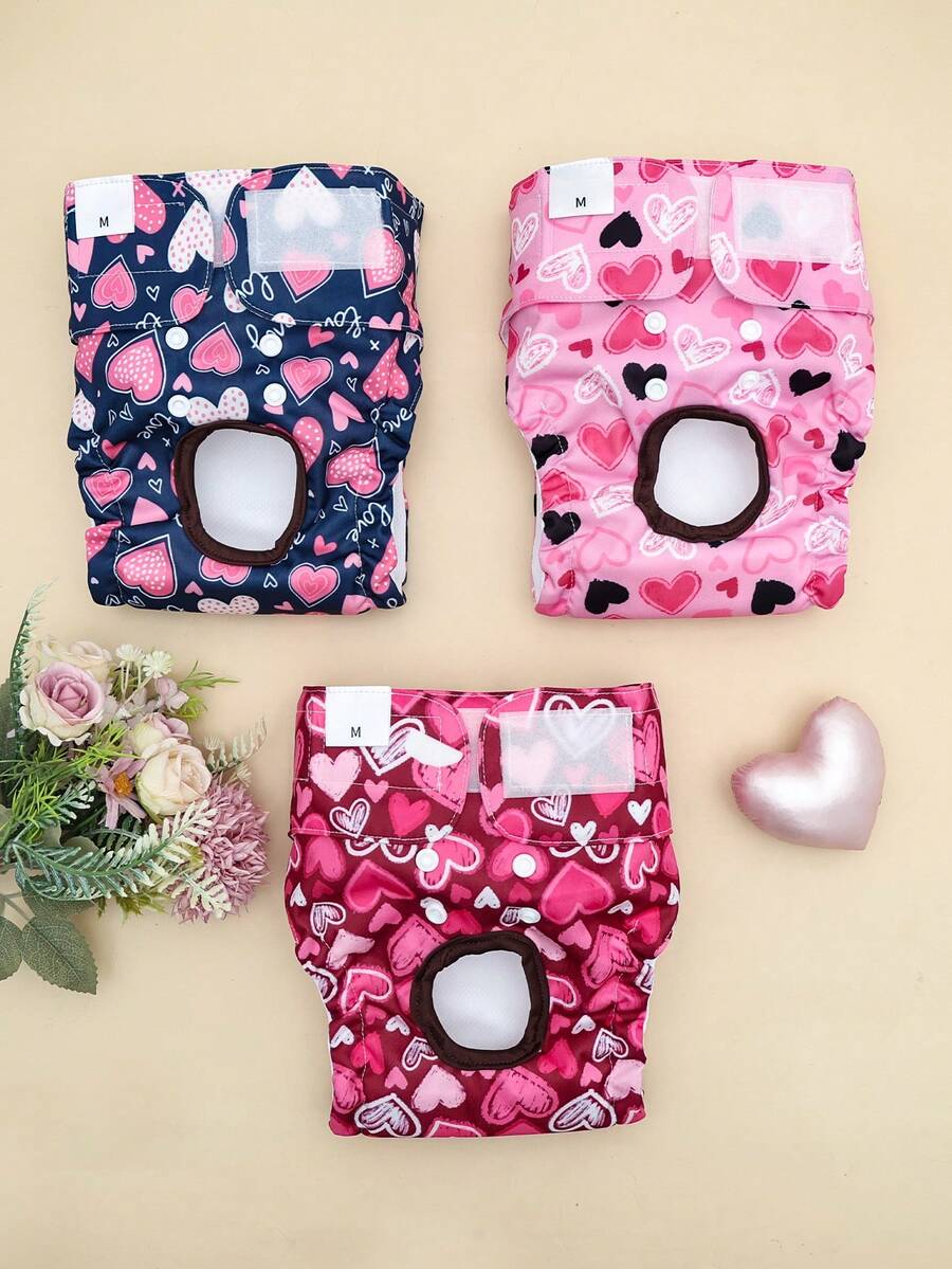 3pcs Reusable Washable Female Dog Diapers, Designed For Female Dogs, Heat Resistant Training Pants Suitable For All Small Breeds