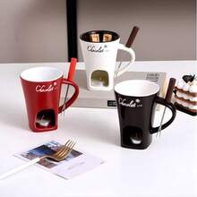 1 件陶瓷巧克力火锅杯，巧克力融化杯，奶酪慢加热杯，黄油加热器，带叉子，适合在情人节、派对和家庭聚会中使用 - 无需明火加热，表面易于清洁，是奶酪、巧克力和甜点爱好者的理想礼物，也是家庭烹饪的必备品。 - 彩色 - 查看 4