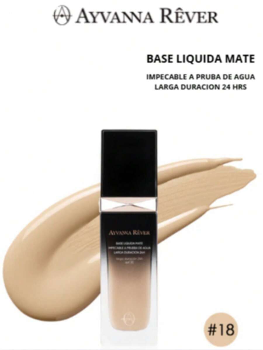 AYVANNA REVER BASE LIQUIDA MATE / IMPECABLE A BASE DE AGUA DE LARGA DURACION 24 HRS - #18 - Ver 1