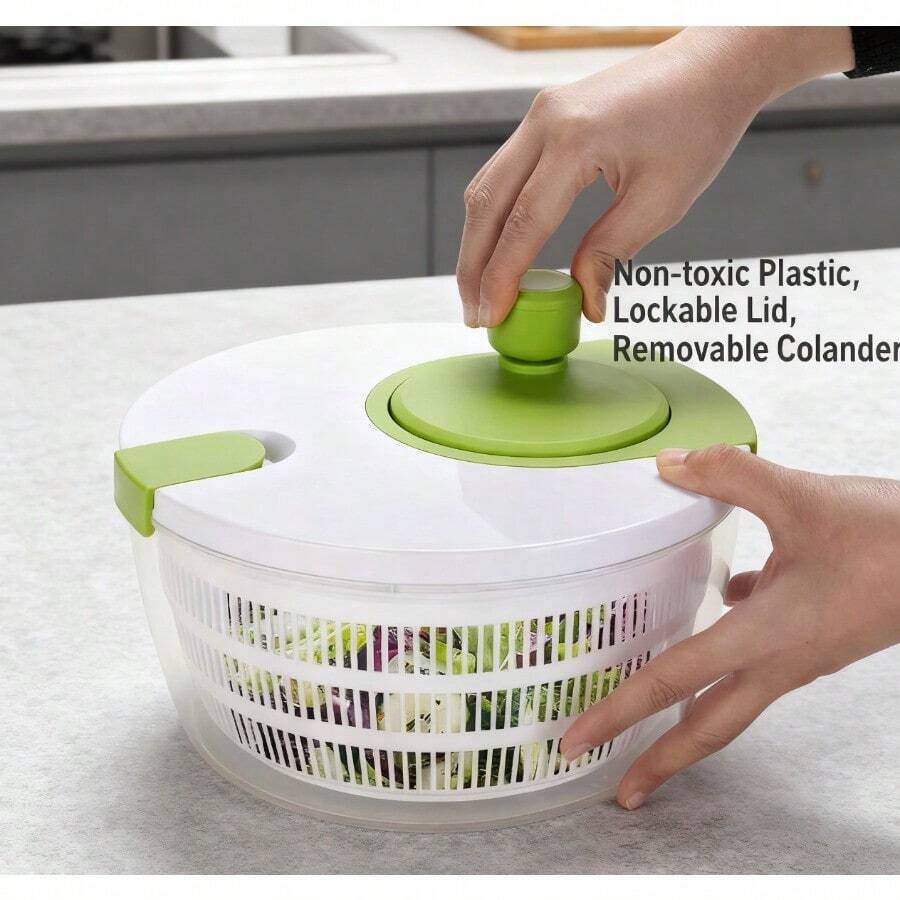 4qt Salad Spinner Vegetable Dryer - Green Glaze, 6.54in Height, 1.55lb Weight - 預設 - 查看 1