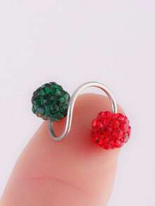 1 Pair Luxury Screw Closure Rhinestone Ball Stud Earrings, Unique S-Shaped Pierced Earrings - Multicolor 12 - View 3