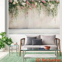 Vải phông nền hoa lãng mạn 2D phẳng với vòng hoa hồng thanh lịch và cây xanh. Vải phông nền chụp ảnh sợi polyester bền bỉ - 1 CÁI - Xem 4