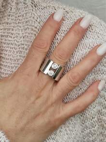 1 pieza Anillo sintético cúbico de banda ancha minimalista, anillo de declaración grueso, perfecto para uso diario, banquetes, bodas (sin caja)