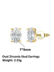 1 Paar 100% 925 Sterling Silber 14k Gold 1CT/2CT Oval-Schliff funkelnde Zirkonia Ohrstecker Luxus Schmuck für Frauen, Mädchen und Damen Bankett, Hochzeitsfeier Geschenk Damen Ohrringe 2025 Mode Ohrringe - Ovaler Zirkonia - Übersicht 9