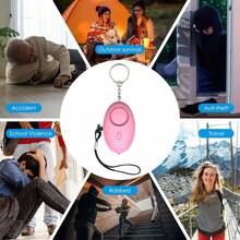Safety Keychain Set For Women, With Personal Alarms, Bottle Opener, Pom Pom, Mirror, Whistle, Bead String, Card BagChristmas - 紫色 - 查看 5