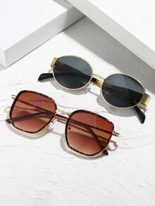 2 Stück Kunststoff- und Metallrahmen Quadratische Metallumrandung Brillengestell Anti-UV Elegant Fortschrittlich Exquisit modische Brillen Basics Frühlingsfest Mode Brillen für Frauen Sommer Strand Elegant Ausgehoutfit