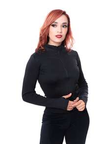 Chamarra Deportiva Yoga Afelpada - Negro - Ver 3