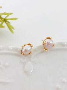 1 Pair Baroque Pearl Earrings, S925 Silver Needle, Niche Design, Layered Wear, High-End Fashion, Personalized, Creative, Feminine, Elegant, Charming, Unique Design, Luxurious - Multicolor - View 15