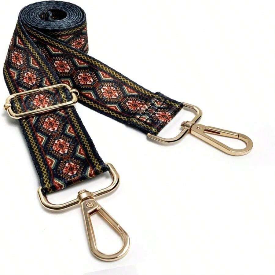 Dsigo Purse Strap, 15" Wide Gold Alloy Buckle Floral Printing Crossbody Shoulder Strap For Bag Handbag Crossbody Bags - ColorD - 查看 1