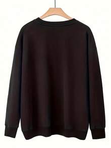 Star Print Number 67 Sweatshirt Oversized Crewneck Casual Style Pink Stars Design Women's Streetwear Everyday Wear - 黑色 - 查看 2