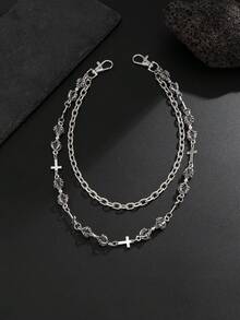 1件哥特式几何夸张权杖十字镂空链条拼接多层流苏腰链身体链，朋克复古摇滚嘻哈休闲日常街拍婚礼派对节日情侣生日百搭饰品腰链礼物 - 褲鏈 - 查看 5