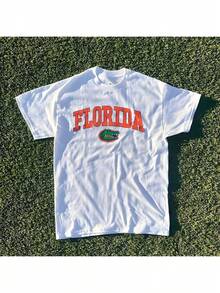 2025 Summer New Short Sleeve Pattern Top ,Vintage Florida State Gators Shirt White New White All Sizes, Shirt Hot   2025New Comfortable Retro Cotton T-Shirt-L91 - 白色 - 查看 2