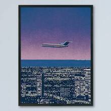 1 Pieza Póster de Lienzo de Atardecer en el Centro de la Ciudad de Higashiguchi Tatsuo - Decoración de Pared de Arte Japonés Moderno de Mediados de Siglo, Púrpura y Tono, Impresión de Paisaje Urbano Minimalista, Adecuado para Sala de Estar, Oficina, Cafetería - Regalo de Pintura en Lienzo Sin Marco, Adecuado para Hogar, Dormitorio, Navidad - transparente - Ver 5