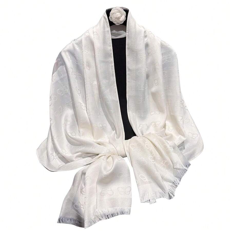 Pashmina Shawl Wraps For Women Evening Dresses Sparkly Elegant Scarf Shawls Blanket Shoulder Cover Poncho Wrap,02White - 02Trắng - Xem 1