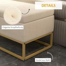 HOMCOM Storage Bench With Cushion And Flip-Top Lid In Beige Velvet Look, Bed Bench With Steel Legs 110x44x49 Cm For Hallway And Living Room - 1 - 查看 6