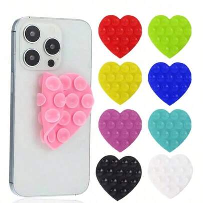 1pc Heart-Shaped Silicone Suction Cup Phone Holder, Non-Slip And Durable, Adjustable Tilt, Suitable For Selfie And Video Recording