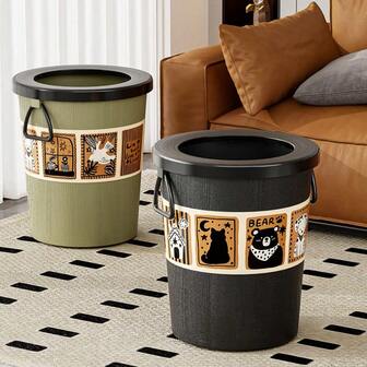 Large Plastic Trash Can For Home, Living Room, Bedroom, Kitchen, Bathroom, Simple Waste Paper Basket