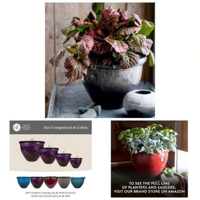 Pizzazz Decorative Round Flower Pots/Ceramic Look - - Resistant Decorative Pot Outdoor Indoor Plant Pots - Modern Planter Flower, Herbs 9u201D Foggy Gray, Pack Of 1