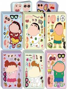 A Set Of 8PCS Crayon Shin-Chan Costume Stickers Are Paired With Educational Boy Diaries And Girl Diy Handicrafts To Relieve Stress And Fun. They Are Suitable For Decorating Mobile Phones, Laptops, Suitcases, Water Cups, Skateboards, Notebooks And Guitars. - Multicolor - View 2