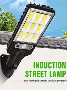 1pc Outdoor Solar Wall Light, 108 COB Chips, Motion Sensor, 3 Lighting Modes, 270° Adjustable Angle, 1200mAh Solar Charging + Remote Control, Bright Night Light With Projection Function, Remote Control Included, Suitable For Garden/Patio/Pathway/Villa, Holiday Decor Gift - Choose 1/2/4/6/8pcs - Black - View 13