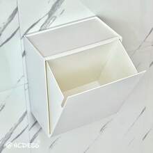 1 pièce Boîte de rangement murale inclinée, fabriquée en matériau ABS imperméable, anti-poussière et résistant aux taches pour la salle de bain, le rangement des tampons de maquillage et hygiéniques, le distributeur de papier-mouchoir, sans perçage requis pour le collecteur de déchets d'angle ou latéral - Multicolore - Voir 16