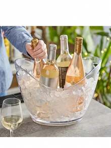 1pc Acrylic Ice Bucket - Transparent Champagne And Soda Beverage Cooler, Clear Party Drink Tub, Food , Ideal For Parties, Bars And Restaurants - Clear - View 9