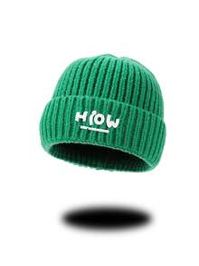 1pc Women's Letter Decor Knitted Knitted Hat, Outdoor Sun Protection Hat - Knitted Hat - View 5