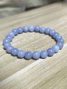 YAUKIA 8mm Women'S Handmade Angelite Beaded Bracelet , Emotional Healing , Calming , Communication , Simple Jewelry For Women Men - Multicolor - View 7