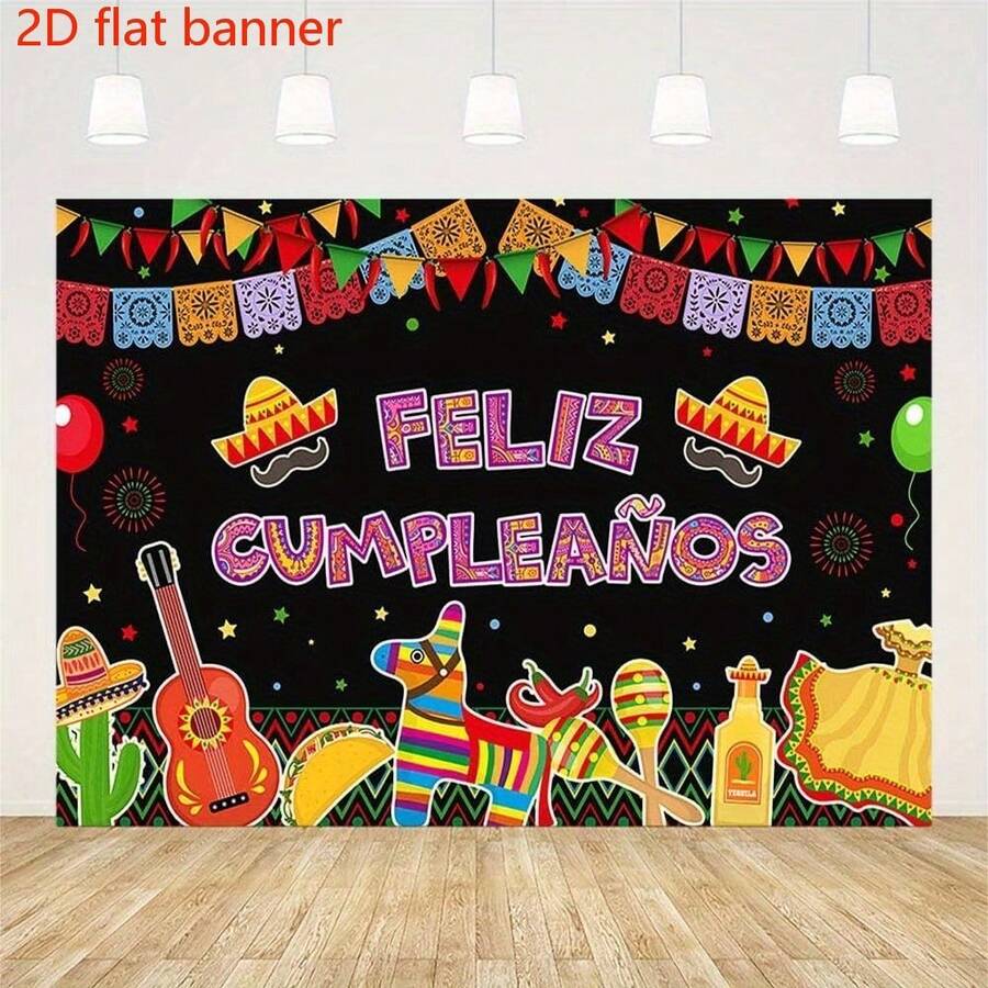 2D平面横幅仙人掌气球花环和蛋糕桌横幅 - 无需电源