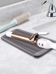 1pc Hanging Silicone Heat Resistant Pad, Hair Straightener Storage Bag Combination Cosmetic Storage Bag Makeup Storage Bag Mini Bag Hair Straightener Travel Bag For Flat Clips, Curling Irons, Hot Curling Irons, Salon Tool Box Travel Small Cosmetic Case Accessories Makeup Holder Brush Bag Makeup Container Cosmetic Bag Travel Essentials - 黑色 - 查看 5