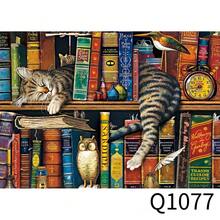 1000片成人拼图，家居装饰，27.56 x 19.68英寸大尺寸艺术白色拼图，海报纸材质，猫咪油画风格，圣诞节、新年、生日礼物