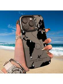 Un diseño grabado con láser de rutas de vuelo de aviones, adecuado para los modelos de Apple 16, 15, 14, 13, 12, 11, XS, XR, X, 7, 8, Mini, Plus, Pro, Max y SE. Perfecto como regalo para cumpleaños, para tu novia, novio, amigos o incluso para ti mismo. Carcasa de teléfono artística - Negro - Ver 7