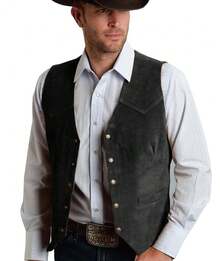 Gilet de costume pour hommes avec boutons métalliques, gilet classique, vêtements pour hommes - Noir - Voir 4