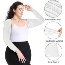 1pcs Of Ice Sleeves Specifically Designed For Running And Cycling, Women's UV Cooling Arm Sleeves, Fishing Outdoor Sun Protection Sleeves, Breathable Elastic Ice Silk Fabric, Women's Cool Sun Protection Ice Sleeves, Outdoor Cycling UPF50+Cooling Arm Sleeves, Breathable Thin Fishing Sun Protection Arm Sleeves, Ice Sensitive Fabric, Breathable Elasticity, Multiple Colors To Choose From, Running And Cycling Equipment, Ice Silk Sleeve Sleeves - 白色 - 查看 5