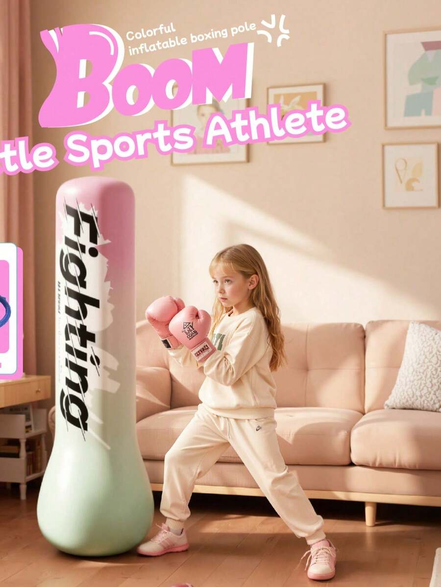 1pc Thickened PVC Inflatable Punching Column Tumbler Bag, Home Fitness Stress Relief Punching Bag Sports Equipment