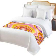 Abstract Marble Bed Runner Scarf King Size Luxury Bed Throw Runners Scarves For Twin Full Queen King Foot Of Bed Bedroom Hotel Wedding Room Decoration Modern Rainbow Colorful Marbling 94x20 - Texturesab9338 - View 1