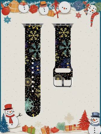SENBONO [Christmas Theme Smart Watch Band] 1pc Silicone Material Smart Watch Strap,Compatible With Apple Watch, Covering Case Sizes 38/40/41/42/44/45/ 46/49mm.Also Compatible With Samsung, Huami, Garmin, And Honor Smartwatches That Use Standard 20/22mm Lug Widths.Holiday Gift For Women/Men