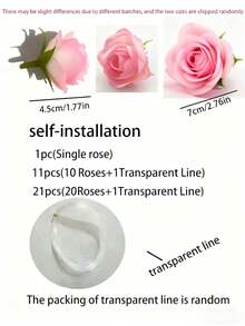 20朵粉色玫瑰 + 500厘米透明绳，悬挂式红色玫瑰人造丝花 - 适用于婚礼拱门、婴儿派对、新娘派对、花束、派对中心装饰和天花板装饰 - 是婚礼策划师和DIY爱好者的完美礼物，也适合生日、毕业典礼等场合，是DIY婚礼装饰、新娘派对、婚礼花束、派对中心装饰、天花板装饰和情人节的理想之选。 - 粉色 - 查看 4