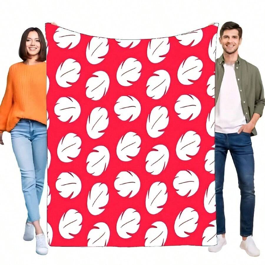 Lilo & Stitch Red White Ear Pattern Flannel Fleece Blanket Soft Cozy Warm Plush Throw For Bed Sofa Adults Birthday Gift Hom.Jpg - trắng - Xem 1