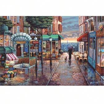 1000pcs Paper Jigsaw Puzzle, Landscape Oil Painting Style, Stress Relief & Brain Teaser